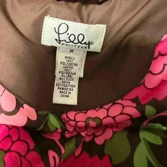184. Lilly Pulitzer down filled puffer coat jacket brown size medium - Picture 7 of 7